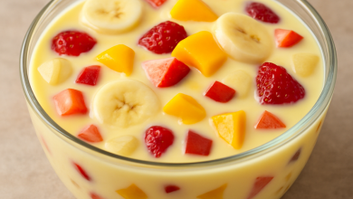 Fruit Custard – Chilled Dessert Full of Colors, Fruits & Cream